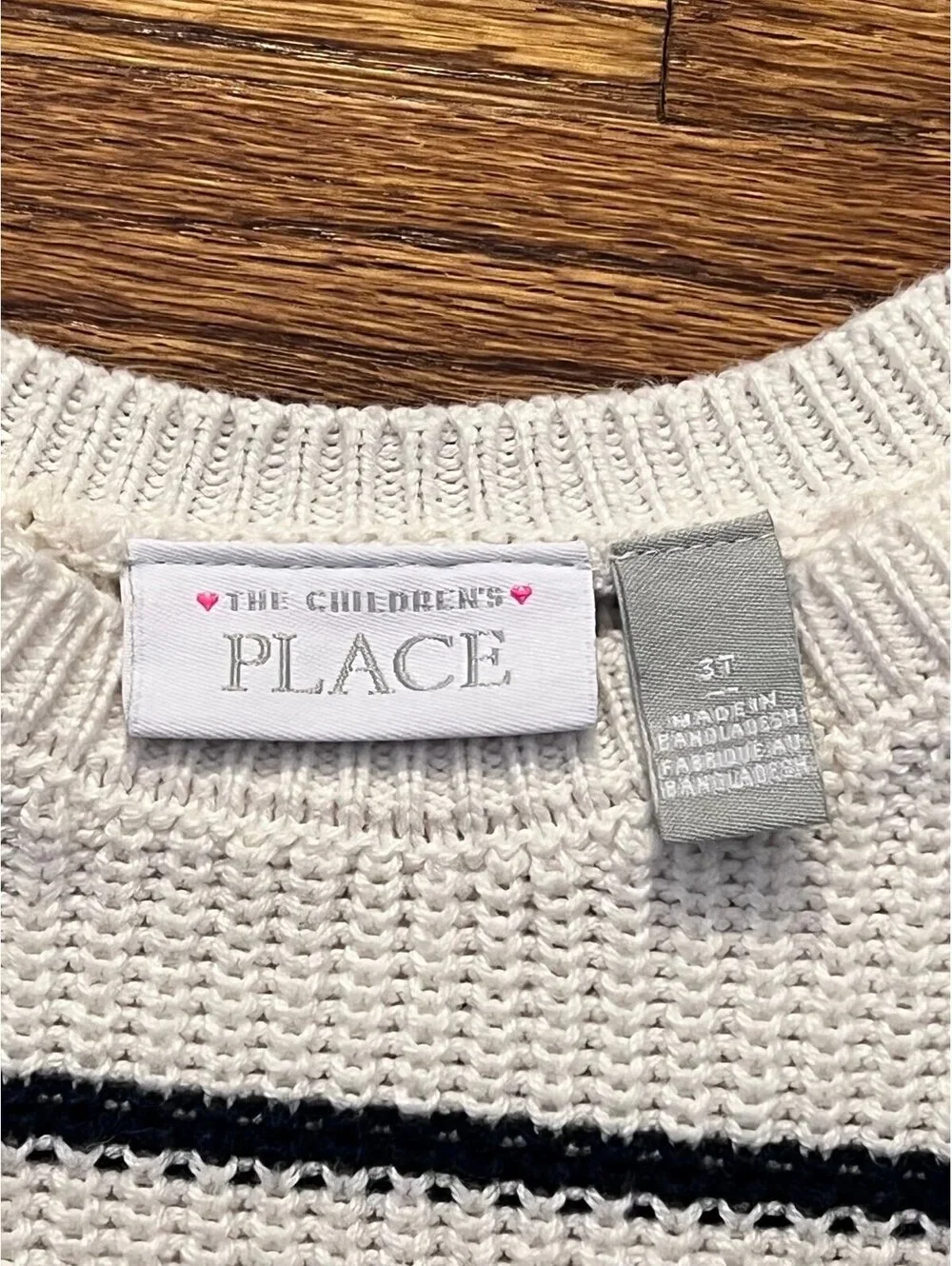 TCP Toddler Girls Long Sleeve Ruffle Sweater; White & Black Striped (3T)